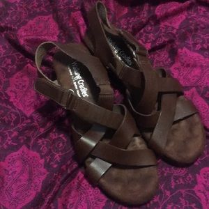 Cognac Walking Cradles Wedge Sandals